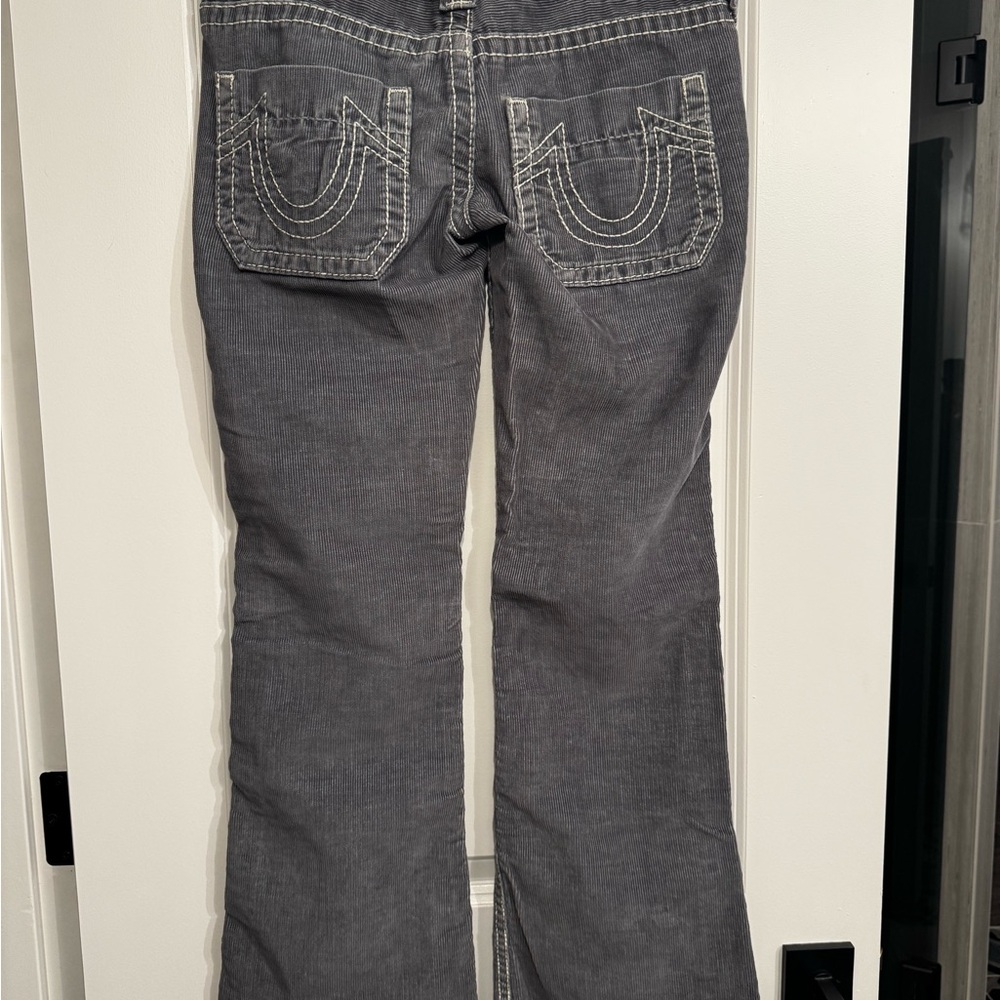 True Religion Charcoal Corduroy Flare Jeans